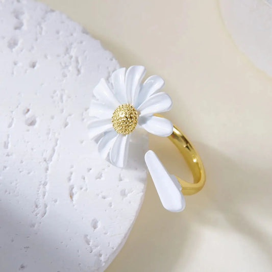 Adjustable Rings For Women Asymmetric Flower Rings Korean Fashion Jewelry Party Gifts