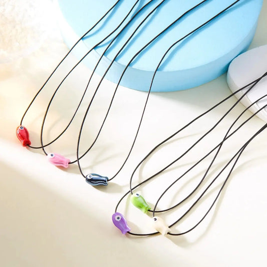 Necklace for Women Men Romantic Small Fish Rope Braided Necklace