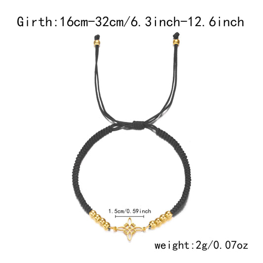 Handmade Braided Rope Bracelets for Women Men Stainless Steel Witch Knot Bracelets