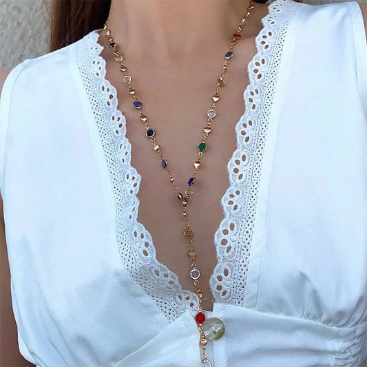 Vintage Y-Shaped Long Chain Necklace for Women
