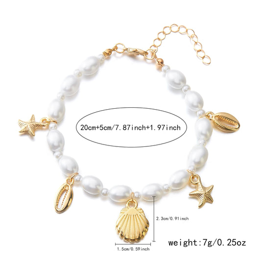 Chain Choker Necklace for Women Vintage Metal Shell Starfish Pendant